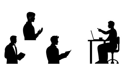 Silhouette Business Interview Scene – Candidate Presentation and Employer Evaluation