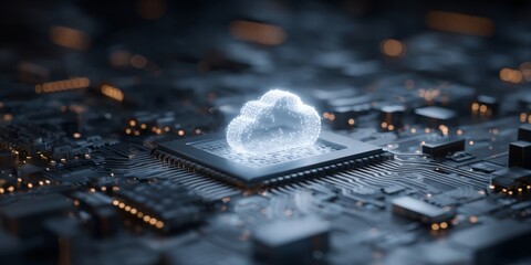 Digital Technology Concept with Cloud Computing and Data Exchange in Futuristic Environment