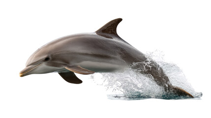 Joyful Dolphin leaping: a captivating image of a playful dolphin leaping joyfully out of the water, showcasing its agility and beauty in a dynamic pose.