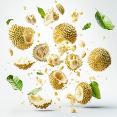 Durian Fruit Explosion. Levitation Photography of Durian.