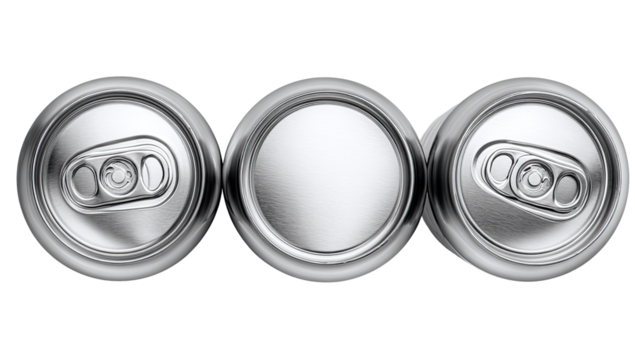 Three aluminum beverage can tops
