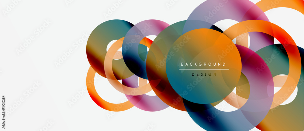 Poster abstract colorful circles overlap, creating dynamic visual effect. modern design element for backgro