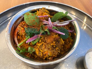 Traditional Indian Biryani with Rich Spices and Fresh Herbs
