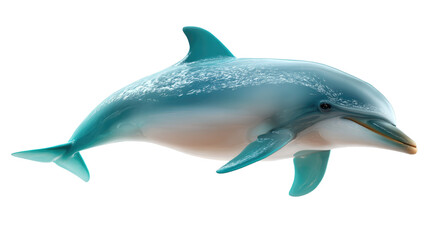 Fototapeta premium Dolphin Grace: A vibrant dolphin gracefully poised, showcasing its sleek form and the calming presence of the deep blue ocean.
