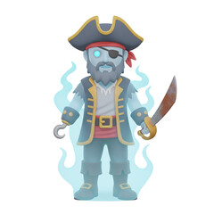 Ghost pirate captain character with cutlass