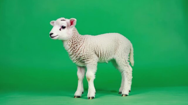 Lamm auf Chroma Key Greenscreen &ndash; freigestelltes Bauernhoftier f&uuml;r Compositing und Animation