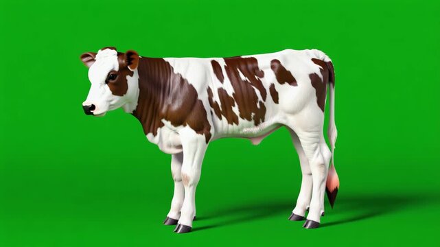  Kuhkalb auf Chroma Key Greenscreen &ndash; freigestelltes Nutztier f&uuml;r Compositing und Animation