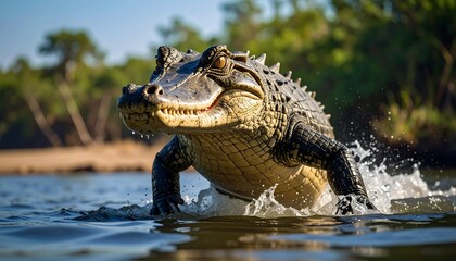 Obraz premium Croc emerging from water