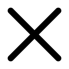 Fototapeta premium Bold black X symbol, minimalist prohibition cross mark for warning signs, error alerts, and restriction notifications. PNG with transparent background.