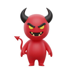 Cute red devil cartoon monster character