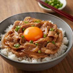 Fototapeta premium Japanese Pork and Egg Donburi