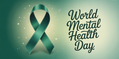 Teal Awareness Ribbon: World Mental Health Day Graphic