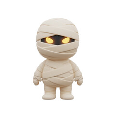 Cute cartoon mummy character with glowing eyes