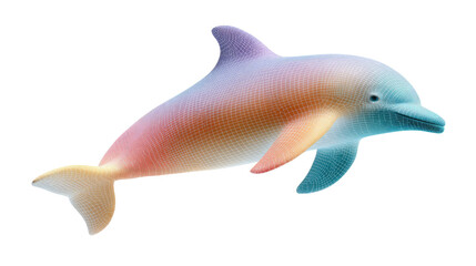 Obraz premium Rainbow Dolphin: An artistic portrayal of a dolphin, blending soft pastel hues, capturing the grace and vitality of marine life.