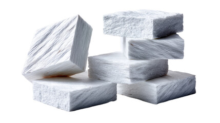 Stacked Stone Blocks: A stack of meticulously crafted stone blocks in a natural light setting, perfect for use in construction or as a symbol of strength and solidity.