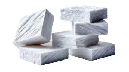 Stacked Stone Blocks: A stack of meticulously crafted stone blocks in a natural light setting, perfect for use in construction or as a symbol of strength and solidity.