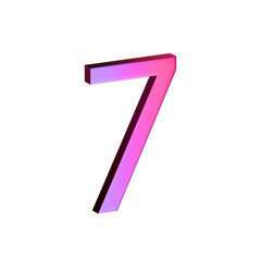 A large, three-dimensional number seven in bright pink with a shadow effect