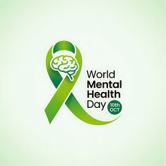 World Mental Health Day: Green Ribbon Awareness Graphic
