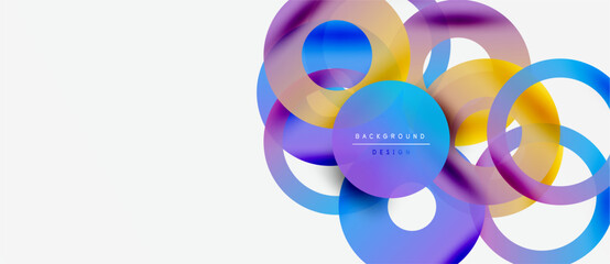 Abstract colorful overlapping circles create dynamic background. Modern design features vibrant hues, smooth gradients.