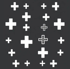 Crosses Pattern: A minimalist design features an array of crosses against a textured dark background, forming a unique pattern.