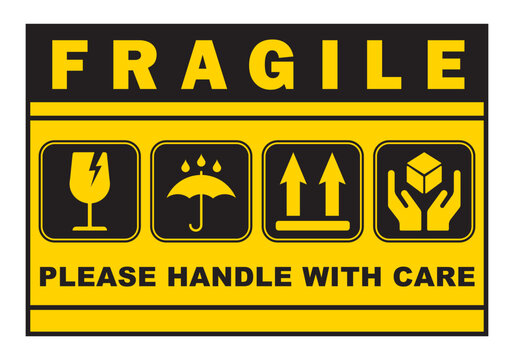fragile sticker handle with care printable label broken glass and side up symbol template design