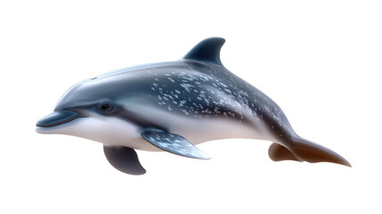 Fototapeta premium Dolphin in Oceanic Splendor: A graceful dolphin glides through the ocean, its sleek body reflecting the sun's rays, highlighting the beauty of marine life.