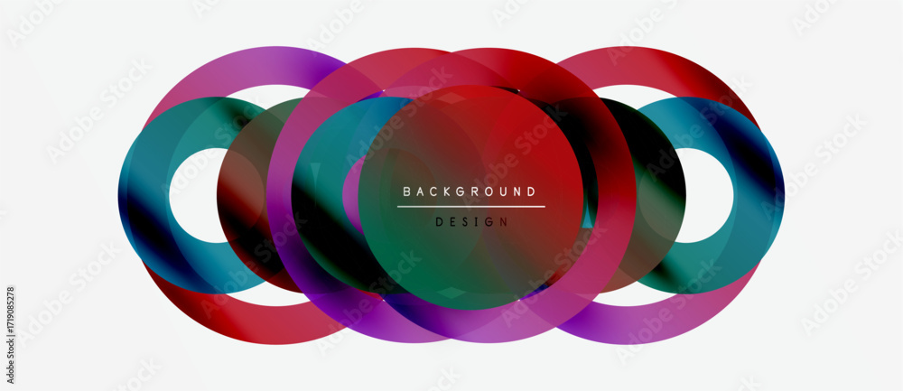 Poster abstract colorful overlapping circles create dynamic visual effect. modern design element for backgr