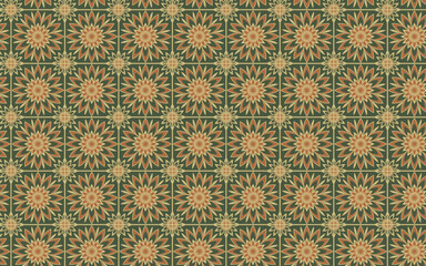 Decorative Seamless Pattern flowers green and orange color, vintage seamless pattern, seamless pattern with floral pattern.