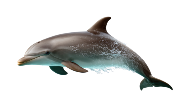 Graceful Dolphin Portrait: A solitary, sleek dolphin glides through the sea, its smooth form and serene expression evoking a sense of peace and wonder, perfect for nature enthusiasts.