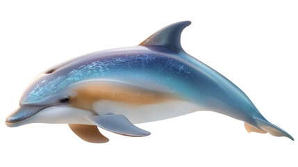 Graceful Dolphin in Oceanic Realm: A striking dolphin swims serenely, showcasing its sleek form and captivating colors, exuding a sense of freedom and oceanic splendor. 