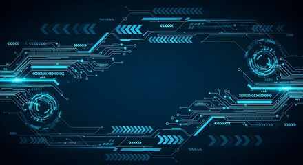 Abstract cyber security background with tech frame and circuit.