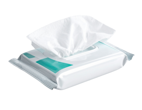 Stack of Hygiene Wipes with Open Packet, Transparent PNG