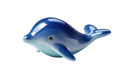 Ceramic Dolphin Statue: A beautiful, blue ceramic dolphin statue against a neutral background. Evoking a sense of serenity and playfulness, this image can add a touch of maritime charm.