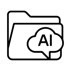 AI folder outline, smart assistant icon, cloud management interface, intelligent storage design, AI helper symbol, digital organization system