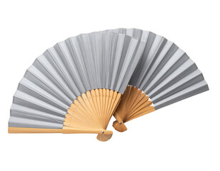 Light gray paper fan, wooden handle