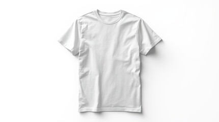 Plain white tshirt isolated on white background, top view, studio shot