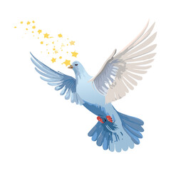 Fototapeta premium A graceful white dove with spread wings and a shimmering tail, embodying peace, hope, and tranquility