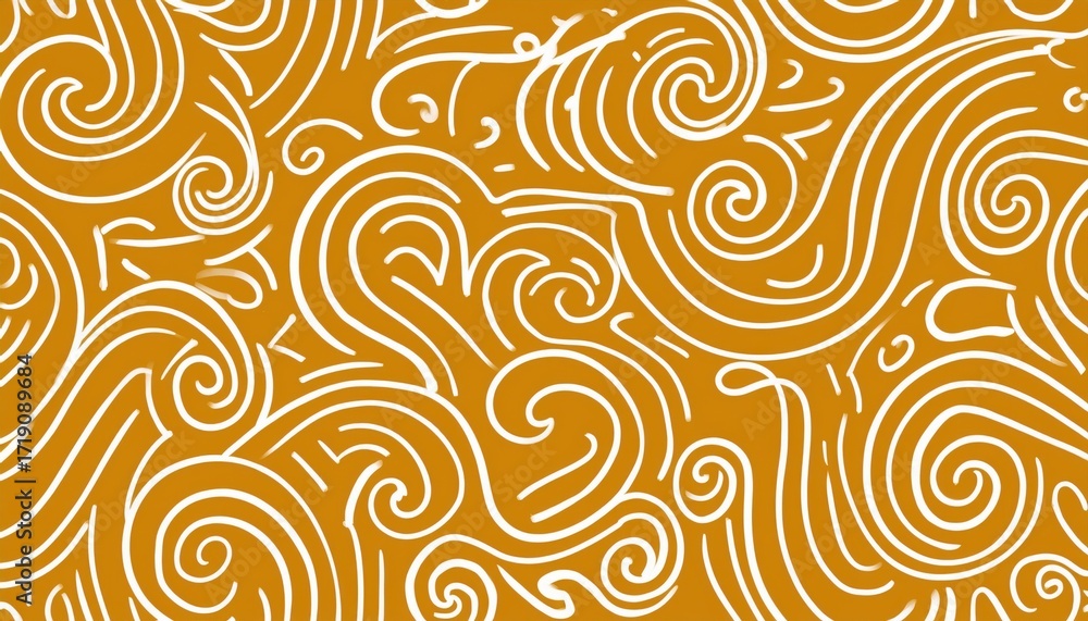 Poster abstract flowing white lines on warm orange background creating dynamic rhythmic pattern for creativ