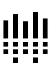 Five bars of a sound equalizer. A graphic symbol of music or audio. Abstract data or signal bars.
