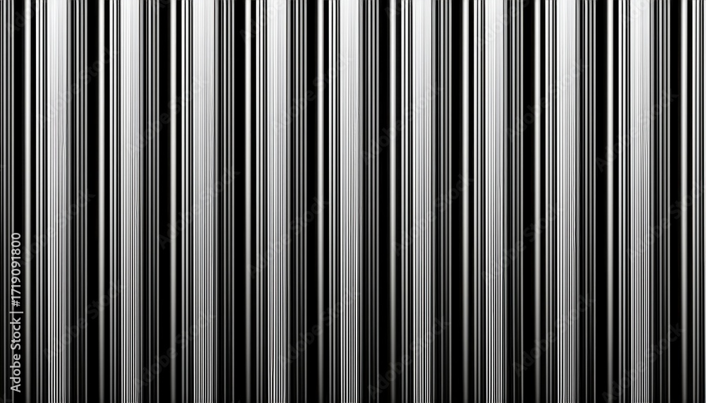 Poster sleek black and white vertical stripes creating an abstract linear pattern, minimalist texture for c