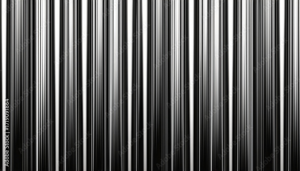 Poster sleek black and white vertical stripes creating an abstract linear pattern, minimalist texture for c