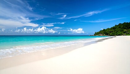 Fototapeta premium Pristine beach, turquoise water, sunny sky