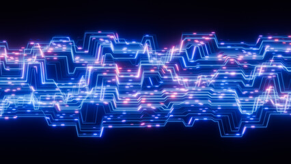 Vibrant neon lines creating dynamic wave patterns