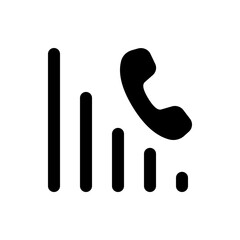 Black phone receiver icon with signal bars indicating connection strength on a white background design element