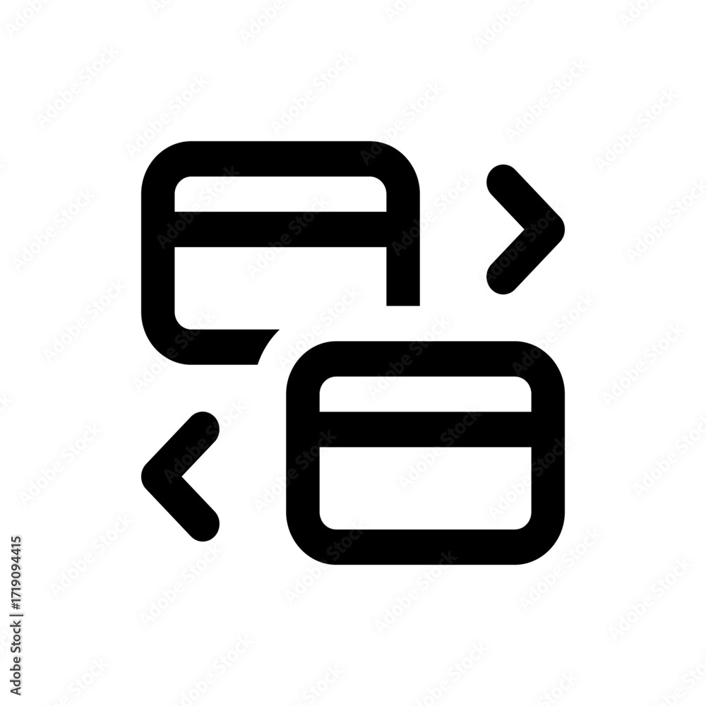 Poster illustration of a data exchange icon with rounded rectangles and arrows pointing in opposite directi