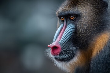 Fototapeta premium Close-up Portrait of a Majestic Baboon with Striking Facial Features and Expressive Eyes