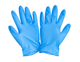 Fototapeta premium Pair of Blue Nitrile Medical Gloves Isolated on Transparent Background