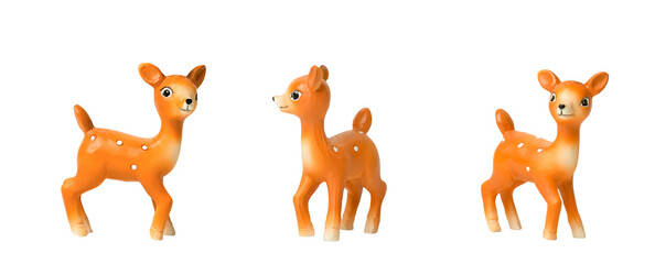 Toy deer made of plastic from different sides