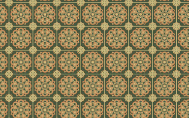 Decorative Seamless Pattern flowers green and orange color, vintage seamless pattern, seamless pattern with floral pattern.