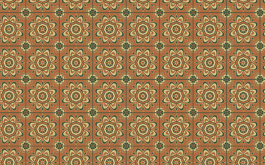 Decorative Seamless Pattern flowers green and orange color, vintage seamless pattern, seamless pattern with floral pattern.